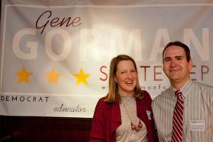 Gorman: Gene Gorman is shown with his wife Dr. Terri Gorman during his campaign’s kick-off event at the Harp and Bard restaurant.